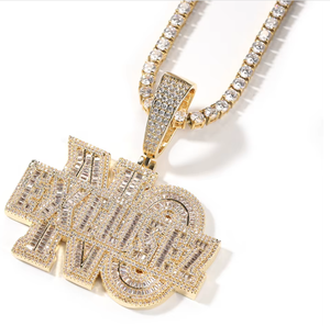 Custom Iced Out Letter Pendant Necklace Gold Plated Brass Link <b>Chain</b> Hip Hop Jewelry <b>Name</b> <b>Chain</b> for Casual Wear - Product Image 3