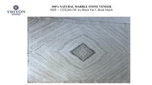 Exclusivo Revestimiento de Piedra de Mármol Natural Negro Hielo Flexible para Aplicaciones y Renovaciones de Interiores de Lujo en Villas - Product Image 2