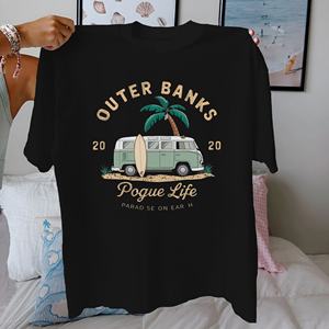 Planche de surf Une illustration de van vintage T-shirt confortable en pur coton pour femme - Product Image 2