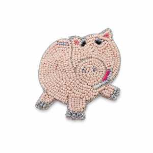 Custom Pig Animal Beaded <b>Patch</b> Handmade Chenille Fabric PU Sequin Embroidery Applique <b>Sew</b>-<b>On</b> for Clothing Accessories and Crafts - Product Image 1