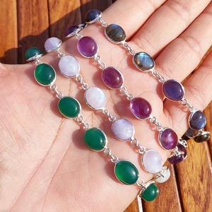 Premium Quality Handmade Brass Natural Gemstone Classic Bezel Setting <b>Bracelet</b> Unisex <b>Healing</b> Crystal Jewelry Gift Good Price - Product Image 4