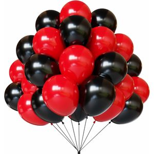 Palloncini in Lattice Rossi e Neri 67 Palloncini da 12 Pollici per Feste di Compleanno, Laurea, BBQ, Casinò, Poker e Feste a Tema Carte - Product Image 1