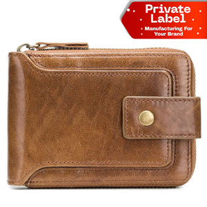 Tarjetero Bifold Multifuncional de Cuero Genuino con Protección RFID Antirrobo, Diseño Personalizado, Venta al Por Mayor, con Empaque de Marca Personalizada - Product Image 1