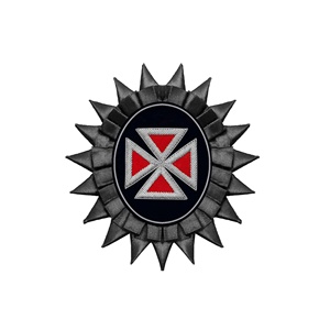 Roseta de Caballero Templario Grand Knights, Roja y Plateada |   Insignias Bordadas a Mano de los Caballeros Templarios Premium |   Insignias de Oro Personalizadas - Product Image 1