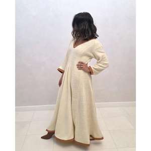 Vestido Maxi Elegante para Mujer, Cuello en V, Manga Larga, Corte en A, Holgado, Estilo Abaya, Vestido Casual para Fiesta - Product Image 3