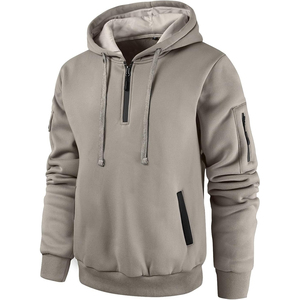 Sweat-shirt à capuche gris pour homme, coupe classique, en coton French Terry, décontracté, pour l'automne, avec poche - Product Image 1