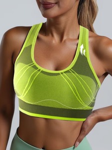 Women's Seamless Activewear <b>Top</b> | Ribbed Band <b>Cross</b> Back Fitness Crop Bra | Padded High Elasticity Athletic Undershirt - Product Image 1