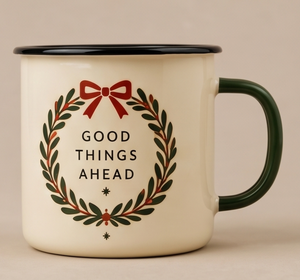 Outdoor <b>Camping</b> Iron Enamel Coffee Mug Bulk Supply Vintage Wreath Print Metal Teacup Portable Shatterproof Drinking Mug - Product Image 4