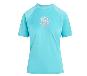 Protège-éruptions cutanées imprimés pour femmes, chemises de protection contre les éruptions cutanées en polyester et spandex de haute qualité pour femmes à manches courtes avec impression - Product Image 1