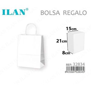 Sacchetto Regalo in Carta 15x8x21 Cm Bianco, Confezione Ecologica - Product Image 3