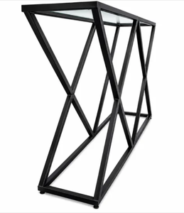 <b>Black</b> Metal <b>Console</b> Table Modern Entryway Sofa Table Geometric Accent Table for Living Room Hallway - Product Image 5