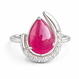 Bague en rubis naturel taille poire, plaqué argent 925, style victorien, bijou de déclaration pour anniversaire - Product Image 1