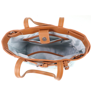 Sac à bandoulière en jean et cuir rétro pour femme, personnalisable avec logo, imperméable, antivol, doublure en coton - Product Image 6