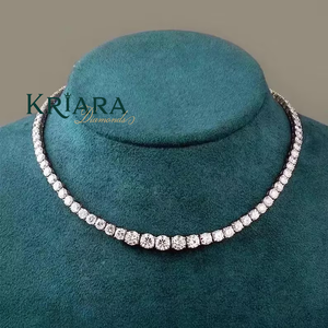 Collar de tenis de moissanita de plata S925 con baño de rodio, corte brillante redondo, engaste de garras, joyería de lujo para mujer - Product Image 5