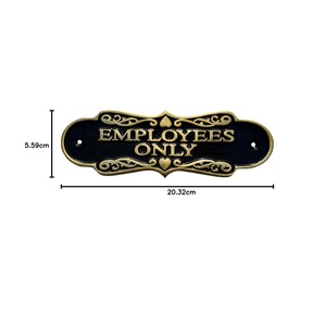 Brass Finish Employees Only Sign Metal Door Plaque Office Information Sign Business Workplace Staff Access <b>Wall</b> Door Decor - Product Image 3