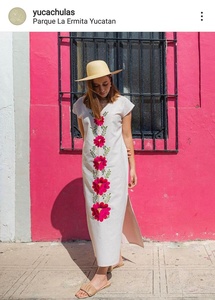 Nuevo Vestido Maxi Mexicano Bordado a Mano, Premium, Transpirable, con Escote en V, Mangas Cortas Delicadas, para Mujer - Product Image 2