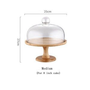 Support à gâteau en bois de luxe avec dôme en verre transparent, design tendance, passe au lave-vaisselle, idéal pour la présentation de gâteaux lors d'occasions spéciales et la restauration - Product Image 3
