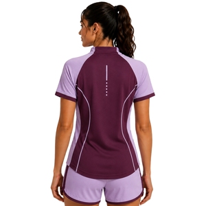 Ensemble de sport pour femme Plum And Lilac : T-shirt à demi-zip et short, séchage rapide, manches courtes, tenue de fitness, gym, tennis, personnalisable - Product Image 2