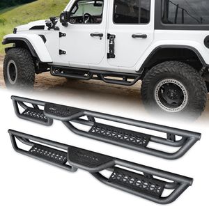 Pedane Laterali Nere in Acciaio al Carbonio per Jeep Wrangler JL 4 Porte 2018-2025, Barre Nerf a 2 Gradini, Compatibili con Rampe e Scale - Product Image 1