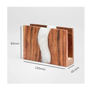 Wood & Resin Napkin Holder Decorative Luxury Dining <b>Table</b> Decorative Black & Glitter Rectangle Napkin Holder - Product Image 3