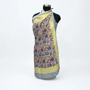 Hand Block Printed Cotton <b>Sarong</b> Yellow Floral Beach Wrap Scarf Lightweight Summer Cover Up for Women Resort Travel Wear - Product Image 2