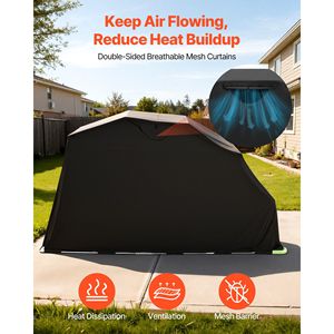 Abri de rangement pour moto tout temps robuste en tissu Oxford 600D, tente de garage pliable avec serrure de sécurité - Product Image 6