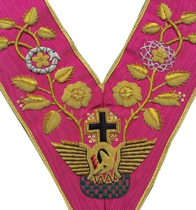 Collier de Rite Écossais 18e Degré Rose Moiré Chevalier de la Croix Rose Collier Maçonnique Régalia du Rite Écossais Collier Rose Vif - Product Image 5