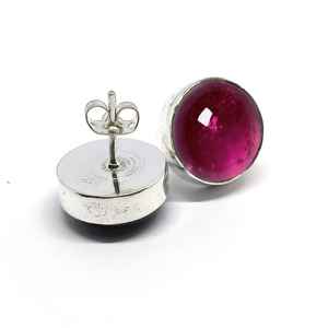 Boucles d'oreilles clous en tourmaline rose, argent sterling 925 plaqué or, sans nickel, pour usage quotidien, cadeau pour petite amie, anniversaire, vente en gros - Product Image 5