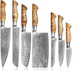 Ensemble de couteaux de cuisine en acier Damas fabriqués à la main avec étui en cuir, couteaux de cuisine durables pour usage professionnel et domestique - Product Image 1