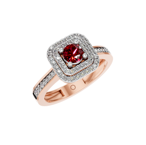 Elegante anillo de compromiso de diseño cuadrado de oro de 14K/18K rubí Natural diamante Halo joyería de boda estilo clásico perfecto para fiestas - Product Image 1