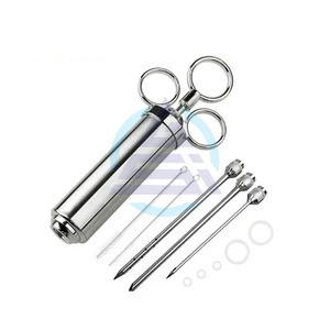 Jeringas Inyectoras de Carne de Acero Inoxidable, Jeringas para Sazonar Carne de BBQ con 3 Agujas para Marinado, para Ahumador de Carne - Product Image 1