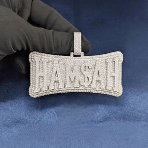 Pendentif personnalisé en moissanite VVS avec lettre, style hip-hop, serti de pierres, coupe brillante ronde 3D, chaîne de luxe en argent 925, bijoux fins pour hommes - Product Image 5