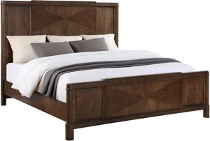 Modern <b>King</b> <b>Bed</b> <b>Frame</b> in Dark Brown Wood Stylish Platform <b>Bed</b> Base for Women - Product Image 5
