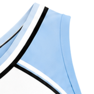 Haut court sans manches pour femme, bleu ciel, blanc, noir, col en V, pour cheerleading, performance athlétique, uniforme d'équipe, compétition sportive - Product Image 4