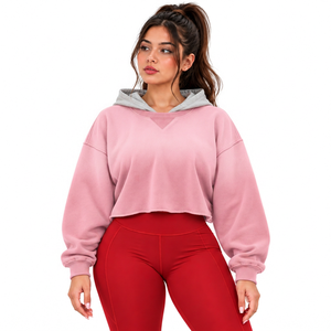 Hoodie court personnalisé 380 GSM en molleton de coton pour marques de vêtements féminins, vente en gros, pour détaillants de boutiques aux États-Unis - Product Image 6