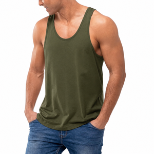Men's Performance Knitted Sporty Tank Top Quick Dry Breathable Gym <b>Stringer</b> <b>Vest</b> Front Custom Logo OEM Manufacturer - Product Image 3