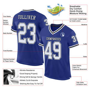 T-shirts de rugby personnalisés avec nom et numéro d'équipe, bleu roi, pour hommes, coupe ample, séchage rapide, uniformes d'équipe - Product Image 2