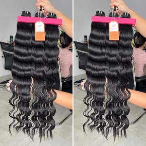 Mechones de pelo crudo vietnamita de onda profunda suelta de doble estirado al por mayor, cutícula completa alineada para hacer pelucas sin pegamento - Product Image 2