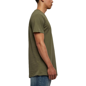 Camiseta de Algodón Lisa Verde Oliva, Manga Corta, Corte Regular, Cuello Redondo, Color Sólido, Tejido Jersey - Product Image 3