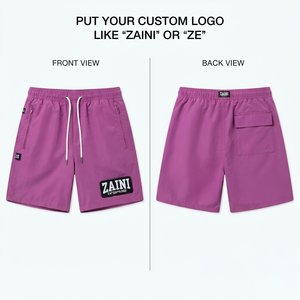 กางเกงขาสั้นผู้ชาย ZAINI แบรนด์ดัง ผ้าโพลีเอสเตอร์/ไนลอน น้ำหนัก 160 กรัม แห้งเร็ว มีเชือกผูกเอว สีพื้น แต่งโลโก้ด้านหน้า ผ้าถัก พิมพ์ลายด้วยเทคนิคซิลค์สกรีน - Product Image 1