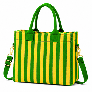 Custom Chi Eta Phi Sorority Tote <b>bag</b> green and yellow Embroidered Logo Striped Daily Use <b>Large</b> Capacity <b>Canvas</b> Tote <b>bag</b> - Product Image 3