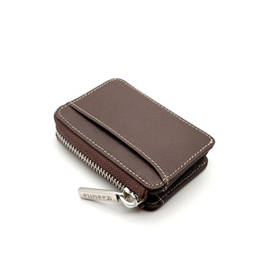 Hot Pick Castello Luxury Saffiano Leather Genuine Accordion Zippered Credit Card Utility Pouch 10x6.5x2.5cm Fashion Black Dark - Product Image 2