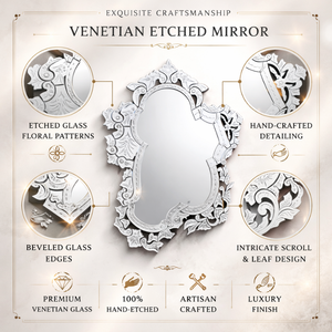Luxury Ornate Venetian Wall <b>Mirror</b> | Vintage Baroque Decorative Accent <b>Mirror</b> | Antique Style Glass <b>Mirror</b> Elegant Home Decor - Product Image 5