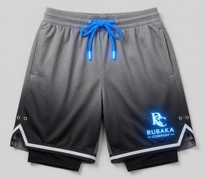 Shorts de sport noirs avec empiècements latéraux rouges, poches cargo et cordon de serrage rouge, logo Huracan en studio pour vêtements de sport haut de gamme - Product Image 6