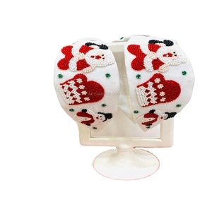 ผ้าโพกหัวปักเลื่อมลูกปัดแก้วสีแดงและขาวอุปกรณ์เสริมแฟชั่นสไตล์ที่สวยงาม - Product Image 1