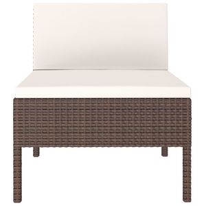 Set di 3 sedie da giardino marroni con cuscini bianco crema, mobili da giardino - Product Image 4