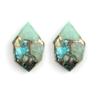 Cabochon Calibré Plat de Qualité Supérieure en Chrysocolle Verte Naturelle Forme Fantaisie pour Fabrication de Bijoux DIY - Product Image 1