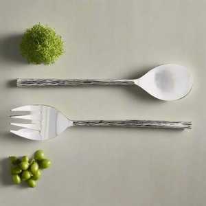 Metal Decorative Gold Plated Salad <b>Servers</b> with Handmade Unique Design with Antique Finished Handles Elegant Spoon Utensil Set - Product Image 1