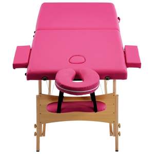 Table de massage pliable en bois rose à 2 zones, qualité supérieure pour la relaxation et le confort - Product Image 4