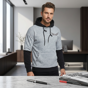 Sudadera con Capucha para Hombre, Corte Ajustado, Color Sólido, Tejido de Algodón, Estilo Casual para Otoño, con Bolsillos, Transpirable - Product Image 4